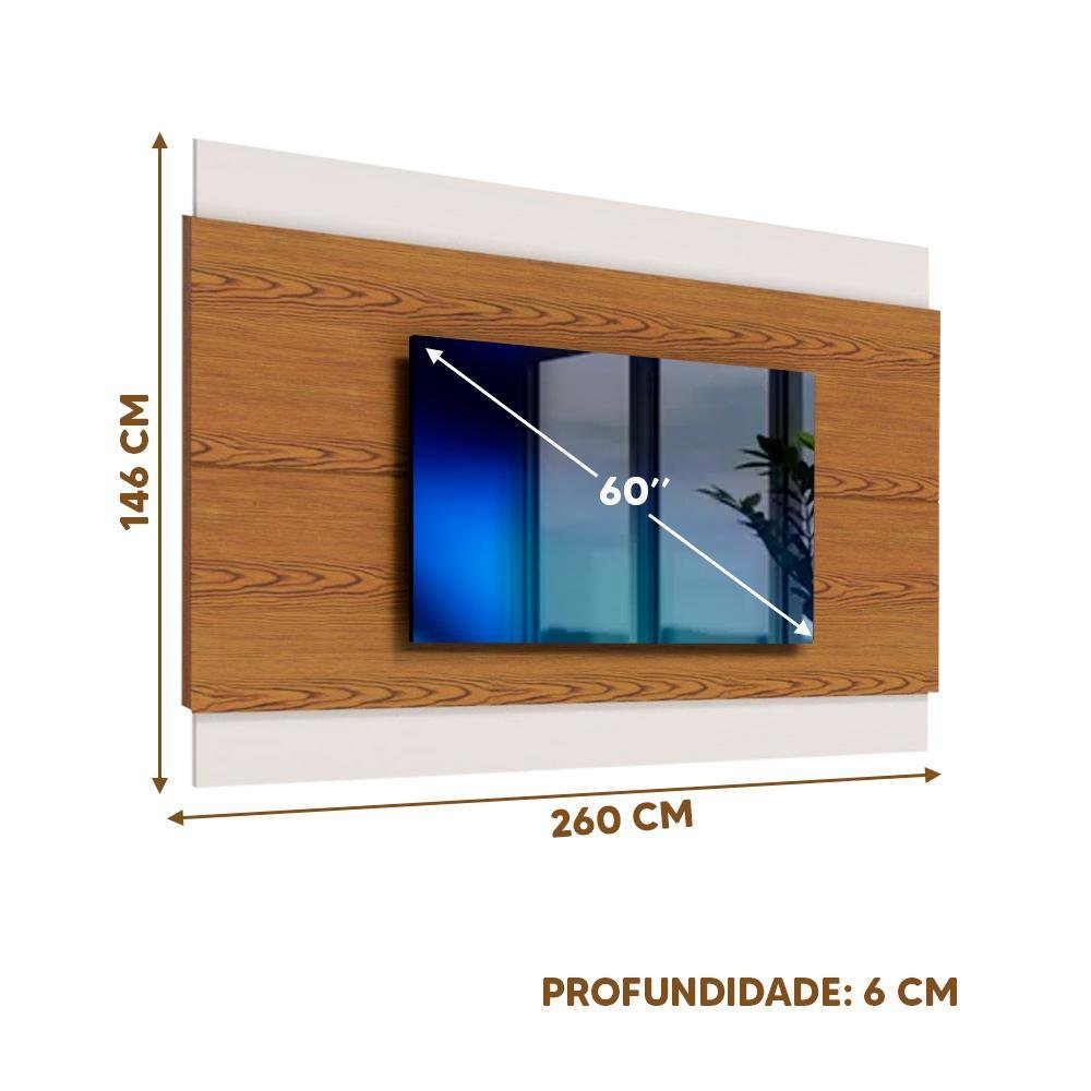 Painel Para Tv Até 60 Polegadas Freijó Off White Classic Imcal - 4