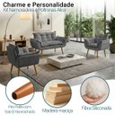 Ver imagem 3 de Kit Namoradeira Decorativa e 2 Poltronas Confortável para Sala Recepção Manicure Alice Suede