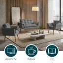 Ver imagem 5 de Kit Namoradeira Decorativa e 2 Poltronas Confortável para Sala Recepção Manicure Alice Suede