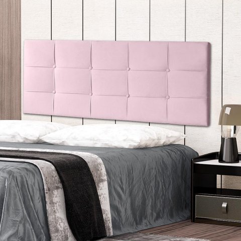 Cabeceira Painel Solteiro 0,90m Roma Suede Rosa Bebê Dal Poz Estofados