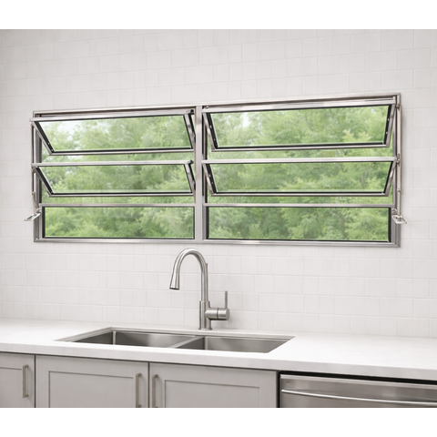 Vitro Basculante 2 Seções 60x120 Alumínio Brilhante Vidro Liso