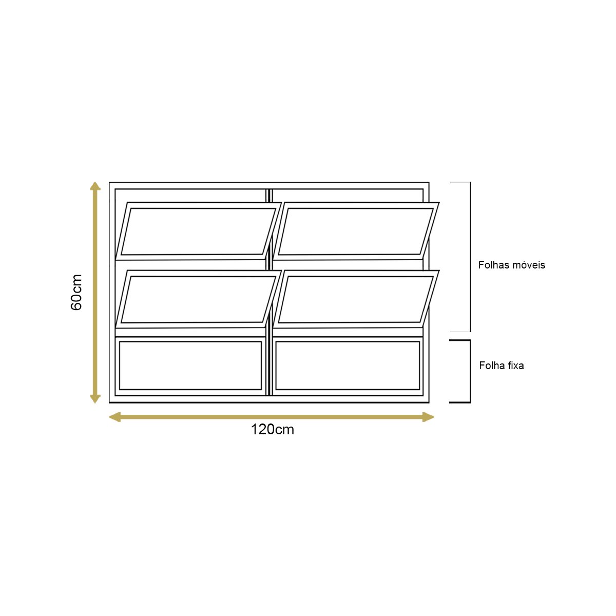 Vitro Basculante 2 Seções Brilhante 60x120 Linha Esmeralda Vidro Liso - 4