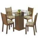 Ver imagem 2 de Conjunto Sala de Jantar Madesa Débora Mesa Tampo de Vidro Redondo 4 Cadeiras Rustic/Lírio Bege Cor:R