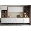 Ver imagem 1 de Cozinha Modulada 340m Firenze com Balcão 120m P/ Pia sem Tampo - Amêndola Touch/ Branco Demóbile