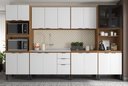Ver imagem 1 de Cozinha Modulada 340m Firenze com Balcão 120m P/ Pia sem Tampo - Amêndola Touch/ Branco Demóbile