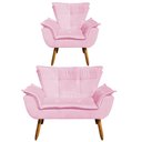 Ver imagem 1 de Kit Namoradeira 01 Poltrona Opala Suede Rosa Bebê