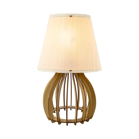 Abajur Luminária Mesa Madeira Mdf Sala 35x27 Mesa de Cabeceira Cor:marfim