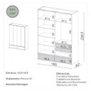 Ver imagem 5 de Guarda-roupa 4 Portas de Giro com Click Freijó Off White Dalla Costa