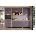 Ver imagem 6 de Paneleiro de Cozinha Eloise C- 3 Portas Basculantes Riscadas 1 Nicho P- Forno e 2 Gavetas 70 cm