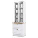 Ver imagem 1 de Cristaleira 2 Portas e 2 Gavetas Americana Branco com Tampo Nature - Móveis Henn