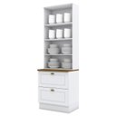 Ver imagem 2 de Cristaleira 2 Portas e 2 Gavetas Americana Branco com Tampo Nature - Móveis Henn