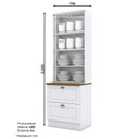 Ver imagem 3 de Cristaleira 2 Portas e 2 Gavetas Americana Branco com Tampo Nature - Móveis Henn