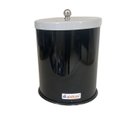 Ver imagem 1 de Lixeira 5 Litros Esmaltada Com Tampa Banheiro Cozinha Escritório - Preta Com Tampa Branca
