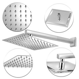 Chuveiro Ducha Slim Quadrado Metal 30x30cm com Braço 30cm - 2