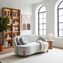 Ver imagem 2 de Sofá Orgânico 2 Lugares C/2 Almofadas Curvo Sala Recepção Amsterdã Boucle Cinza Claro - Montanari's
