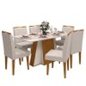 Mesa de Jantar Amalfi com 6 Cadeiras Creta Tauari/Off White/Champagne - Lukaliam Móveis - 1