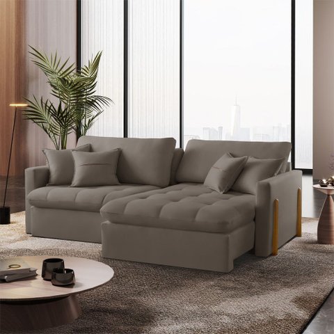 Sofá Cama Lisboa Retrátil e Reclinável 260cm Braço 10cm Meu Sofá Online
