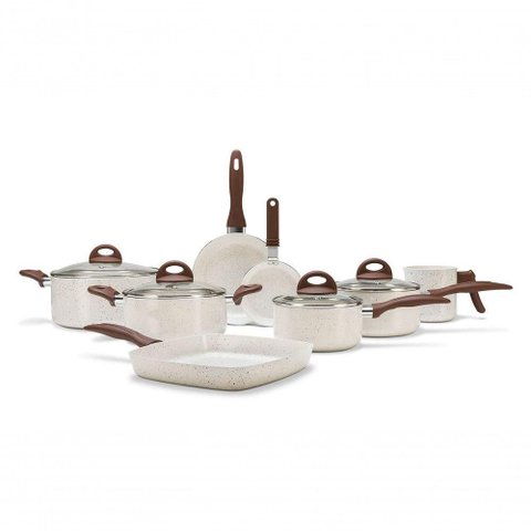 Jogo de Panelas Antiaderente Ceramic Life Smart Plus 8 Peças Vanilla Brinox