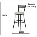 Ver imagem 3 de Kit 2 Banquetas Bancos Encosto Luxo Preto e Cinza