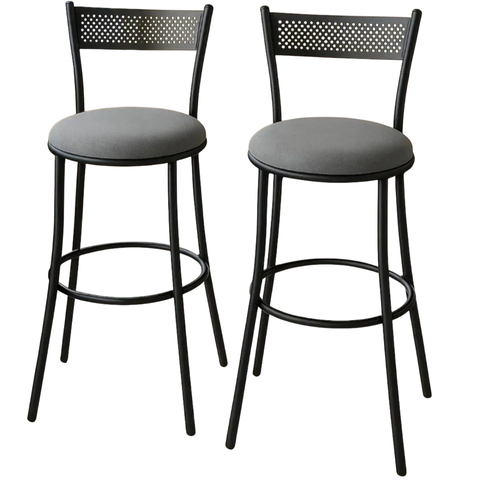 Kit 2 Banquetas Bancos Encosto Luxo Preto e Cinza