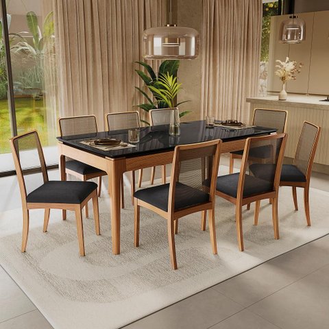 Conjunto Sala de Jantar Madeira Maciça 8 Cadeiras Kappesberg