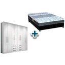 Ver imagem 1 de Cama Box Casal + Colchão Class Castor + Guarda Roupa Master 8.6 Branco