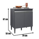 Ver imagem 2 de Balcão para Cooktop Andréia 2 Portas Cinza Ajl