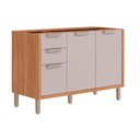 Ver imagem 1 de Gabinete P/ Pia Cozinha Balcão S/ Tampo Estela C/ 2 Portas e 3 Gavetas 120cm Cinamomo/off White -