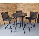 Ver imagem 3 de Banqueta Marina Aluminio Preto com Corda Naútica Preto Detalhe Madeira Teca