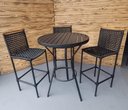 Ver imagem 3 de Banqueta Marina Aluminio Preto com Corda Naútica Preto Detalhe Madeira Teca