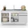 Balcão Gabinete com Pia Inox 150cm 3 Portas 1 Gaveta Dakota Branco - Lumil Lumil Móveis - 3