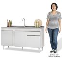 Ver imagem 5 de Balcão Gabinete com Pia Inox 150cm 3 Portas 1 Gaveta Dakota Branco - Lumil Lumil Móveis