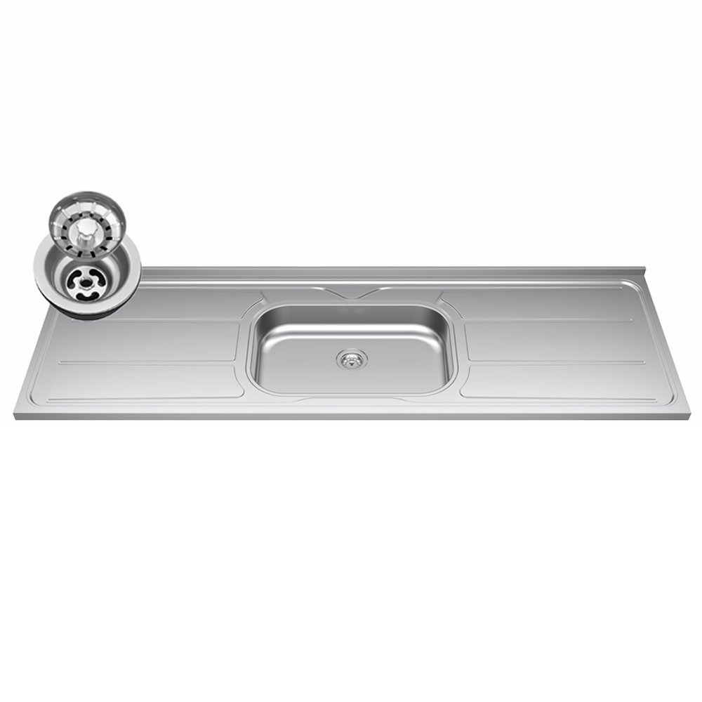 Balcão Gabinete com Pia Inox 150cm 3 Portas 1 Gaveta Dakota Branco - Lumil Lumil Móveis - 6