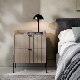 Mesa de Cabeceira com Gaveta Conect para Quarto Moriah 45cm Pés de Ferro Preto - 4