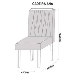 Conjunto Mesa de Jantar Bárbara 1,60m Tampo de Madeira com Vidro Colado com 6 Cadeiras Ana Ypê - 5