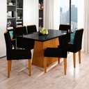 Ver imagem 1 de Conjunto Mesa de Jantar Bárbara 1,60m Tampo de Madeira com Vidro Colado com 6 Cadeiras Ana Ypê