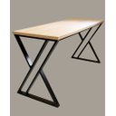 Ver imagem 1 de Mesa de Mdf com Pés em Metalon Formato X - Tamanho Plus Size - Base Dourada - Mobília Express