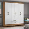 Guarda Roupa Casal 6 portas e 2 gavetas Panamá - Naturale / Branco - 1