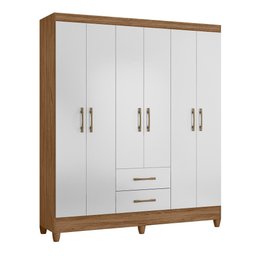 Guarda Roupa Casal 6 portas e 2 gavetas Panamá - Naturale / Branco - 7