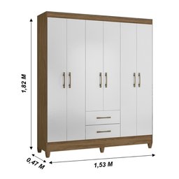 Guarda Roupa Casal 6 portas e 2 gavetas Panamá - Naturale / Branco - 2