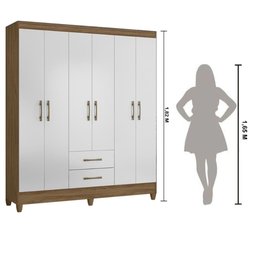 Guarda Roupa Casal 6 portas e 2 gavetas Panamá - Naturale / Branco - 3