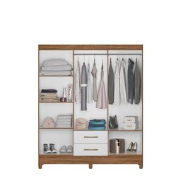 Guarda Roupa Casal 6 portas e 2 gavetas Panamá - Naturale / Branco - 6