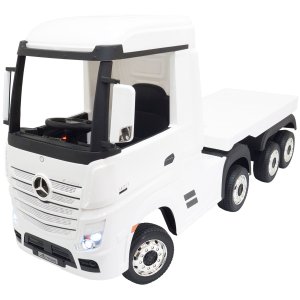 Mini Caminhão Elétrico Infantil 12v Mercedes Benz Actros com Carreta Controle Remoto Branco Brinqway