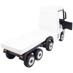 Mini Caminhão Elétrico Infantil 12v Mercedes Benz Actros com Carreta Controle Remoto Branco Brinqway - 4