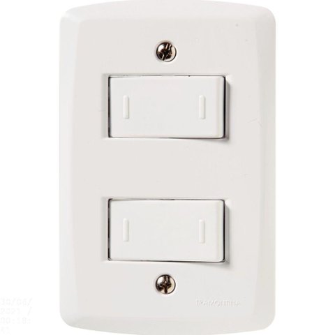 Conjunto 4x2 com 2 Interruptores Paralelos 10 a 250 V Tramontina Lux2 Branco Tramontina