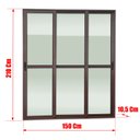 Ver imagem 4 de Porta Correr 3F.Móv.1/3 210 x 150 Elite c/Fecho Autom V.Lis.Marrom Corten Brimak