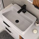 Ver imagem 2 de Gabinete Banheiro Ripado Dolphin 80cm (gabinete+cuba+espelheira+tampo Vidro) Branco Inteiro