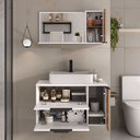 Ver imagem 3 de Gabinete Banheiro Ripado Dolphin 80cm (gabinete+cuba+espelheira+tampo Vidro) Branco Inteiro