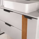 Ver imagem 4 de Gabinete Banheiro Ripado Dolphin 80cm (gabinete+cuba+espelheira+tampo Vidro) Branco Inteiro