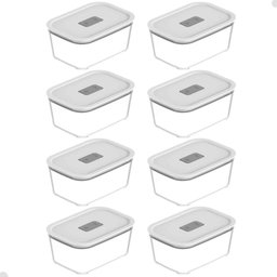 Jogo 8 Potes de Vidro Herméticos 1,2l Branco para Freezer Forno Fresh Lock ou - 1